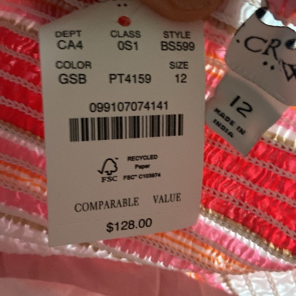 JCrew Factory Square Neck Ruffle Trim 100% Cotton Midi Dress Sz 12 NEW Lined - Picture 3 of 4